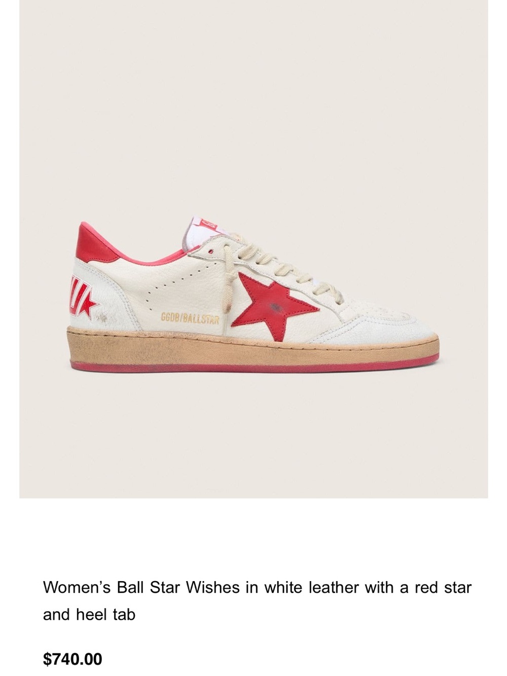 Golden Goose Women's Ball Star Sneakers in White and Red